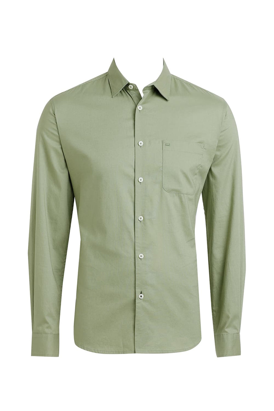 BASICS SLIM FIT SAGE GREEN COTTON OXFORD SHIRT