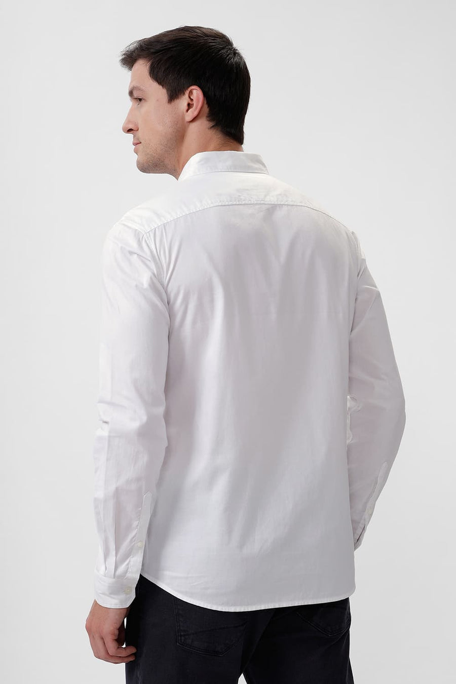 BASICS SLIM FIT BRILLIANT WHITE COTTON OXFORD SHIRT