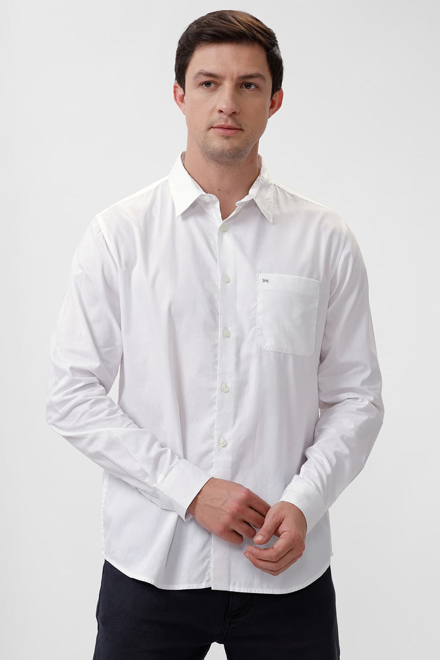 BASICS SLIM FIT BRILLIANT WHITE COTTON OXFORD SHIRT