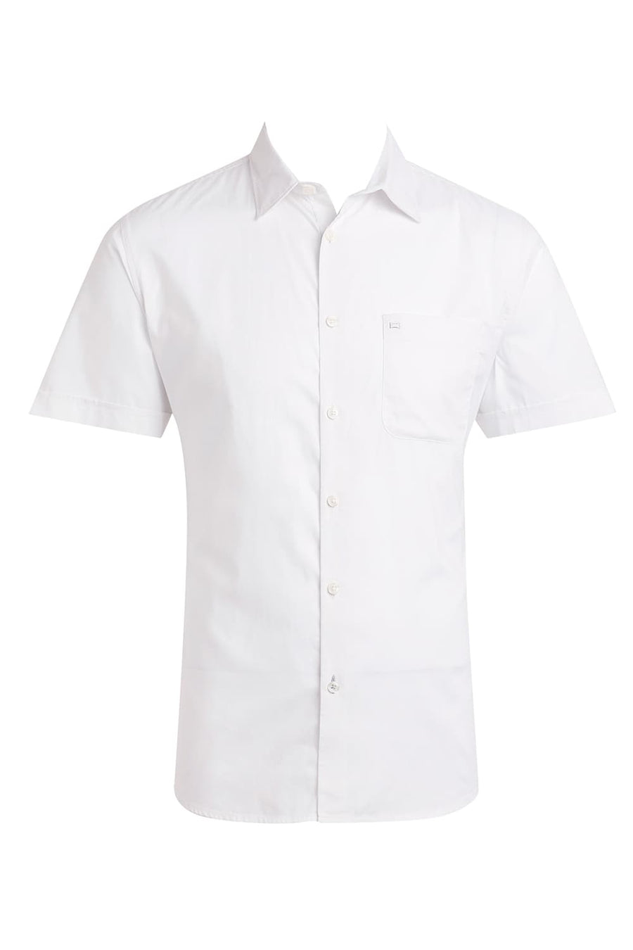 BASICS SLIM FIT BRILLIANT WHITE COTTON OXFORD HALFSLEEVES SHIRT