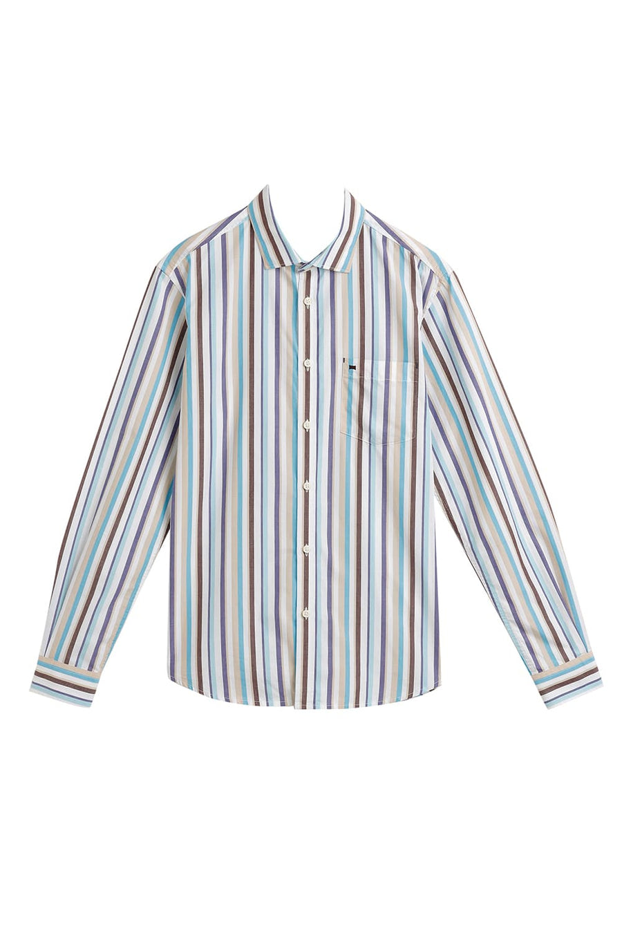 BASICS SLIM FIT SEMOLINA CREAM COTTON STRIPE SHIRT