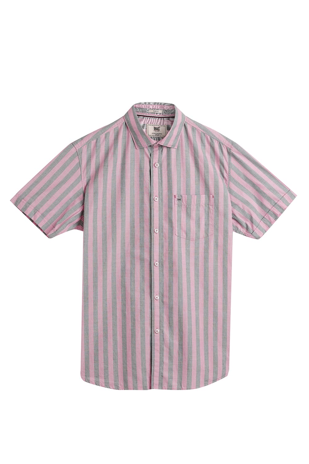 SLIM FIT COTTON STRIPE HALFSLEEVES SHIRT