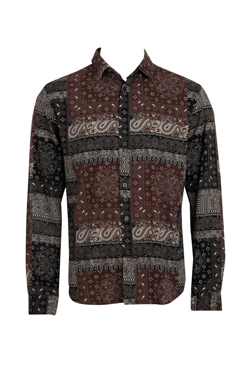 SLIM FIT COTTON VISCOSE TWILL PRINTED SHIRT