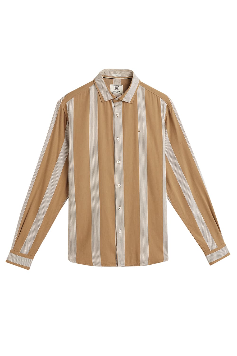 SLIM FIT COTTON VISCOSE PRINTED STRIPE SHIRT