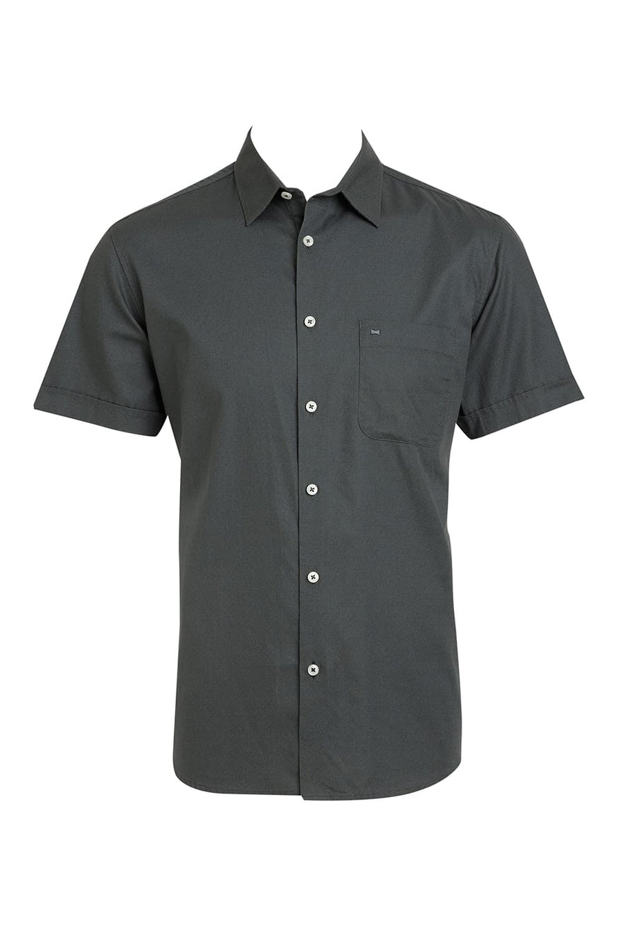BASICS SLIM FIT BALSAM GREY COTTON CREPE HALFSLEEVES SHIRT
