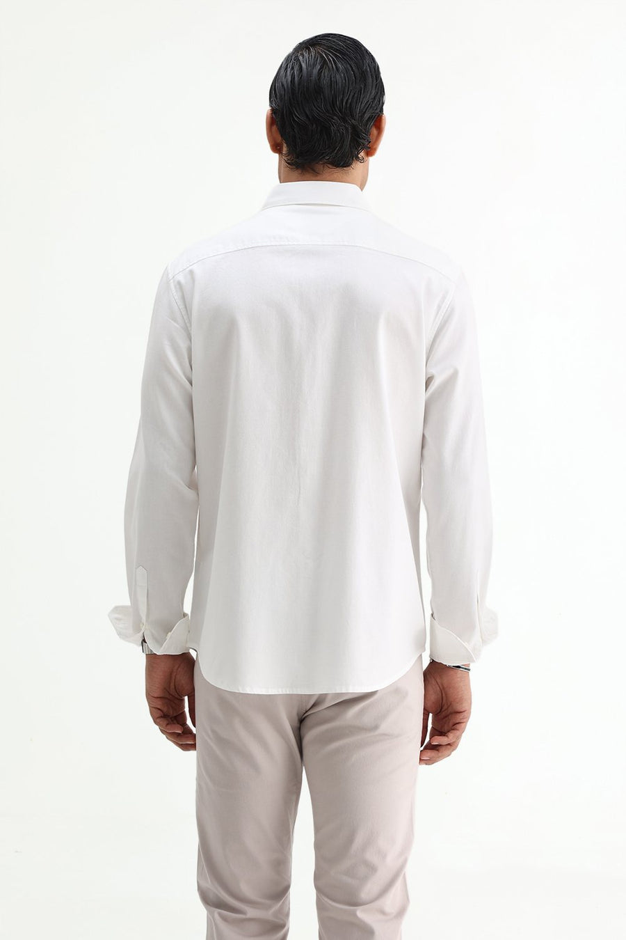 BASICS SLIM FIT BRILLIANT WHITE COTTON CREPE SHIRT