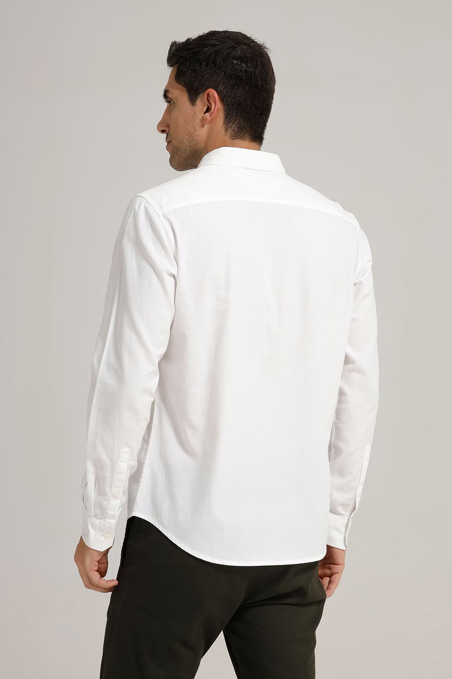 BASICS SLIM FIT BRILLIANT WHITE COTTON CREPE SHIRT