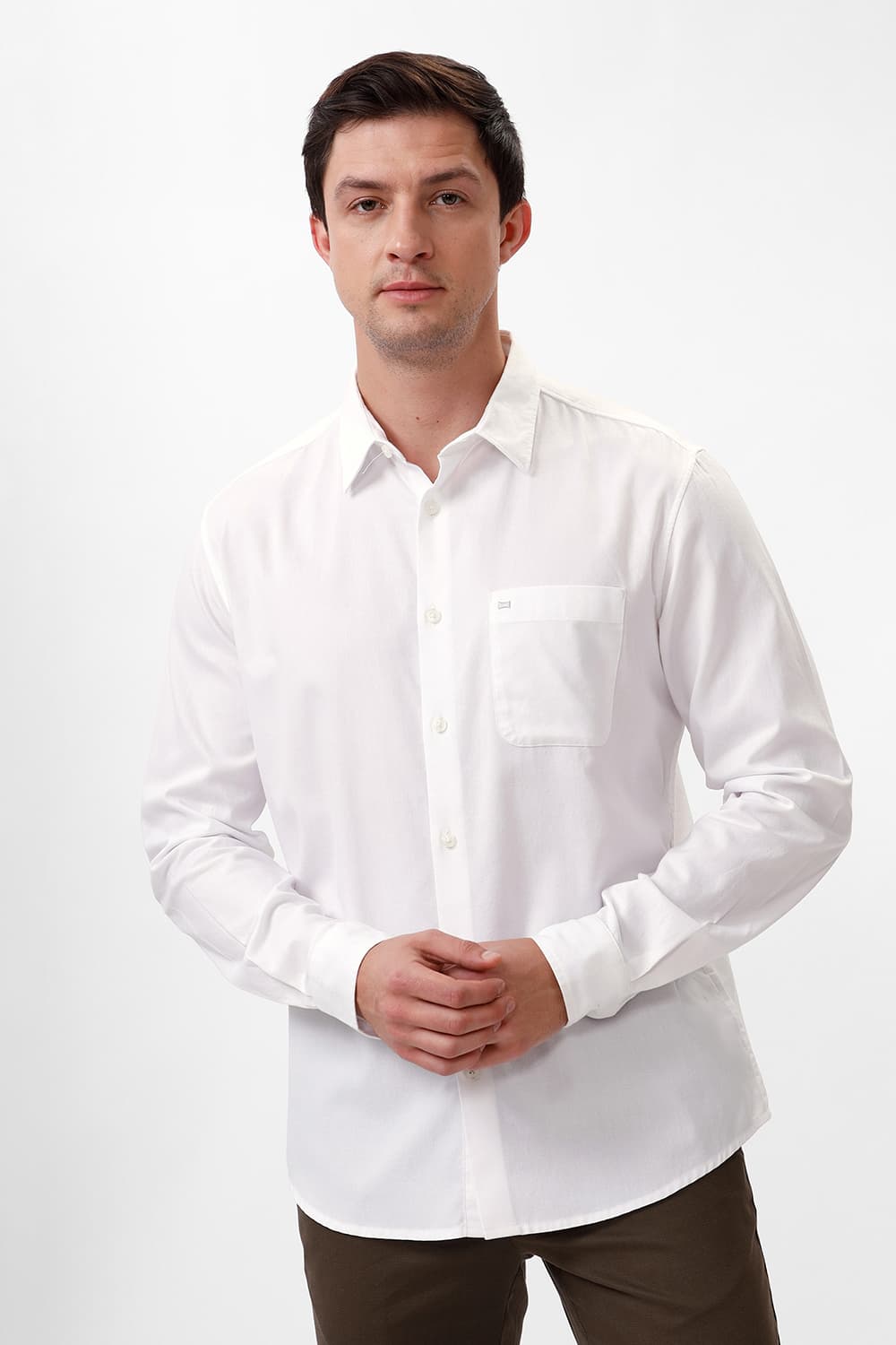 SLIM FIT COTTON CREPE SHIRT