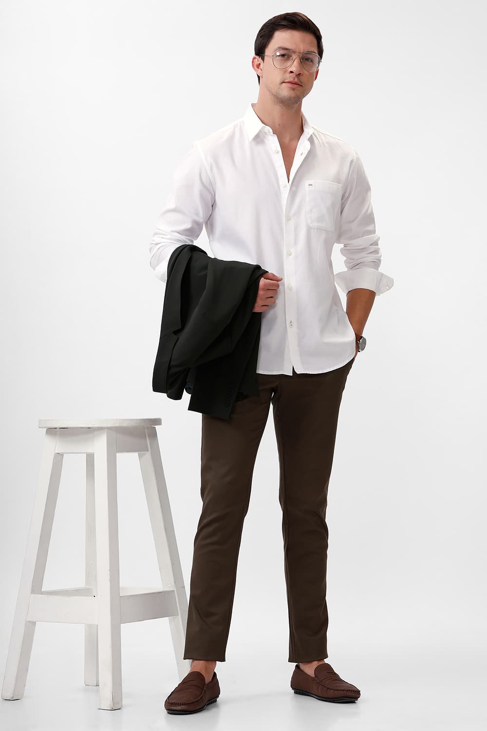 SLIM FIT COTTON CREPE SHIRT