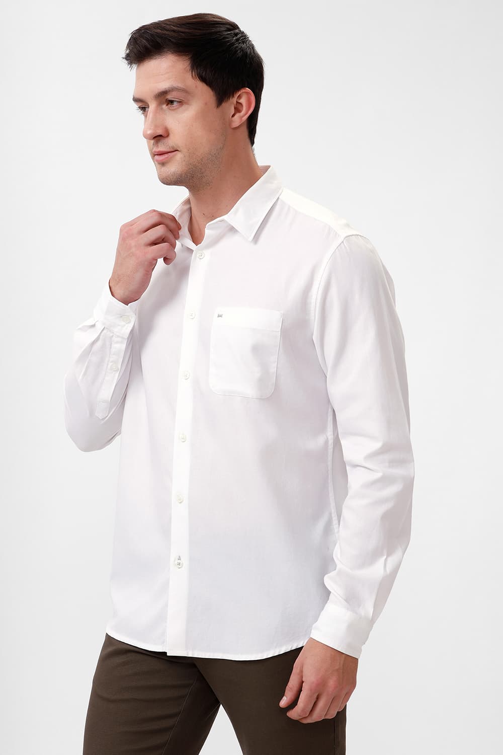SLIM FIT COTTON CREPE SHIRT