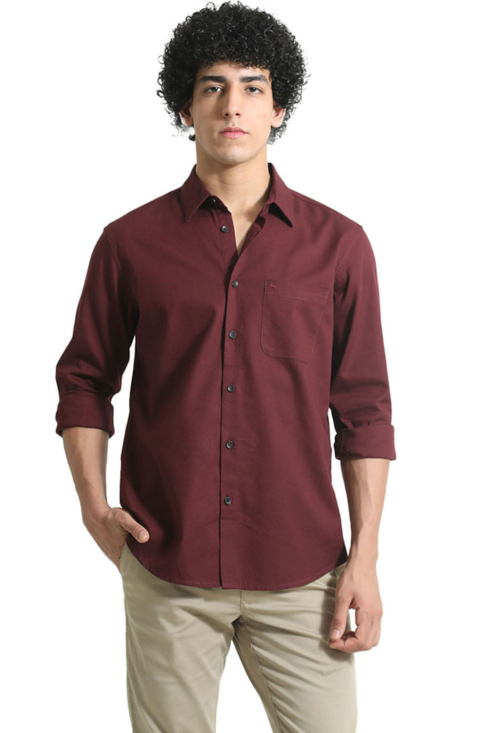 SLIM FIT COTTON CREPE SHIRT