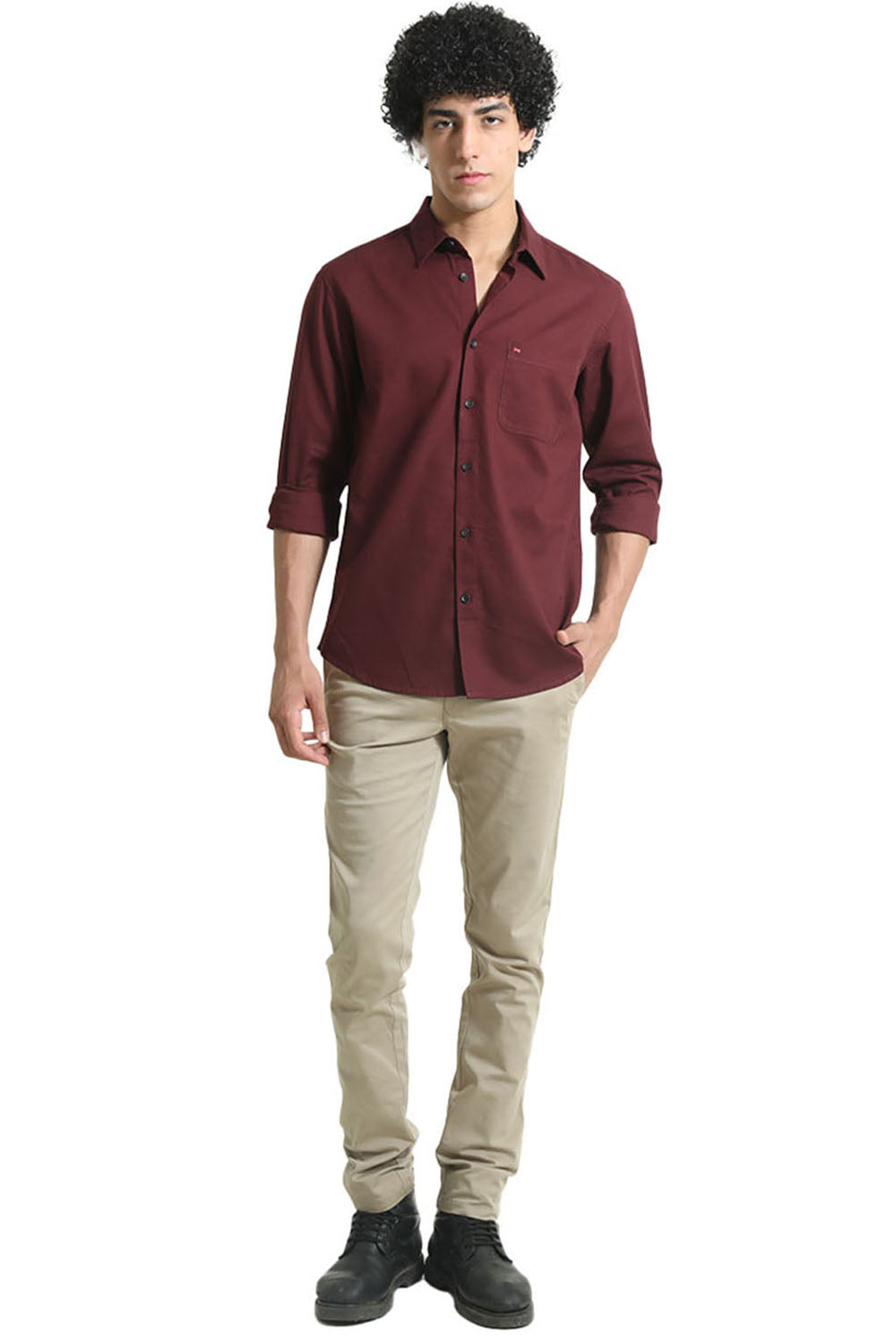 SLIM FIT COTTON CREPE SHIRT