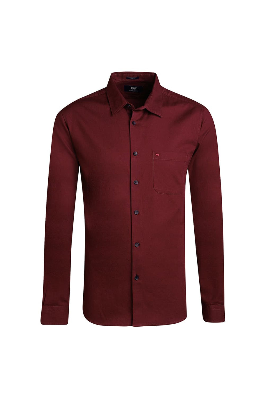 BASICS SLIM FIT ZINFANDEL MAROON COTTON CREPE SHIRT