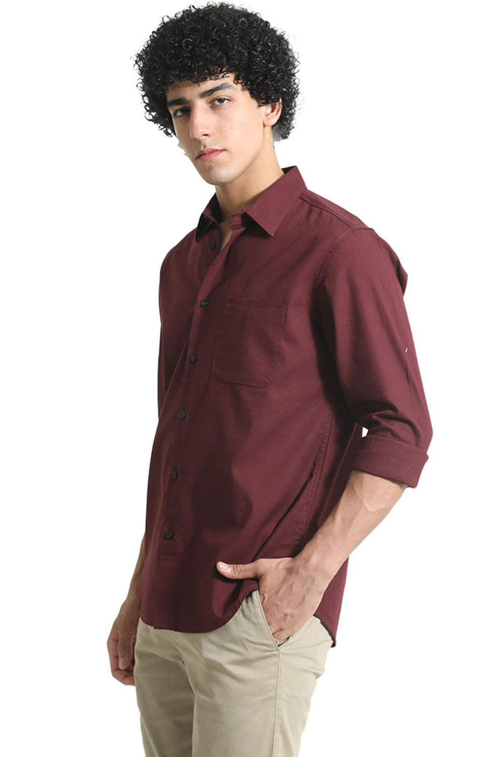 SLIM FIT COTTON CREPE SHIRT