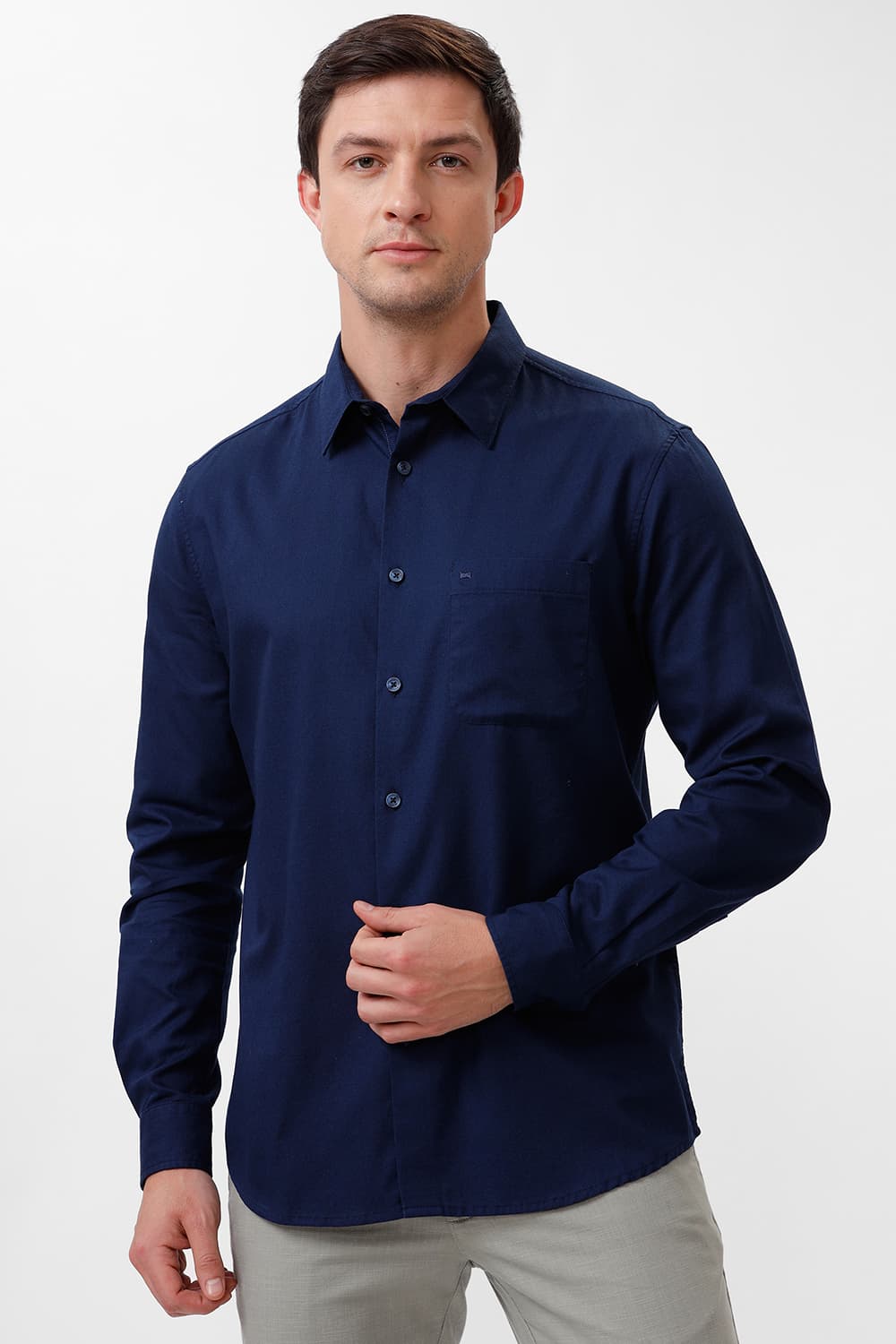 SLIM FIT COTTON CREPE SHIRT