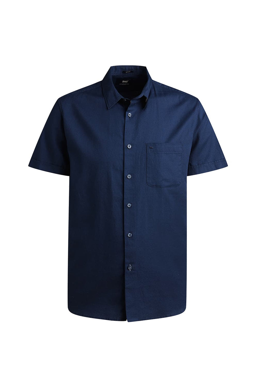 BASICS SLIM FIT MOONLIT NAVY COTTON CREPE HALFSLEEVES SHIRT