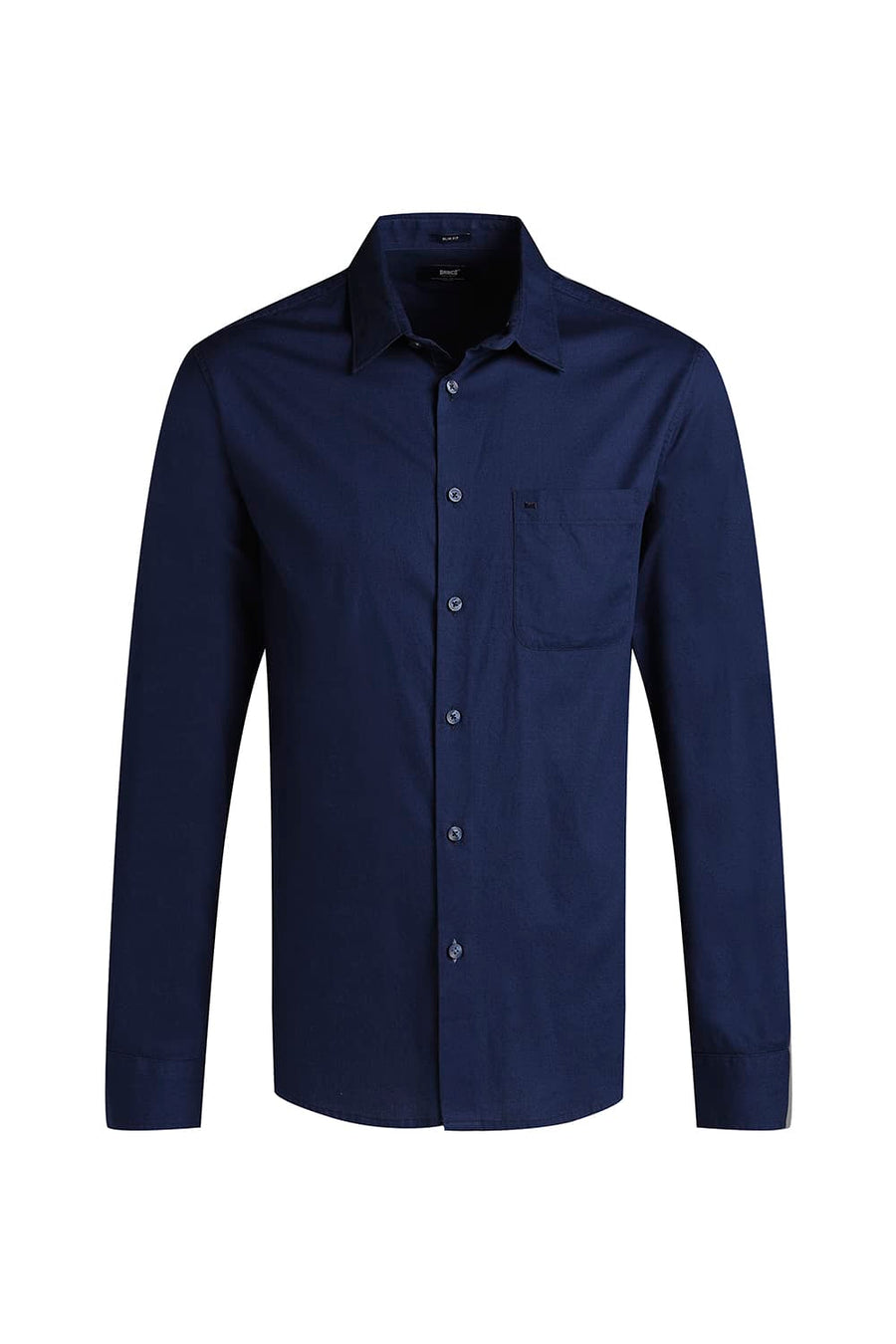 BASICS SLIM FIT MOONLIT NAVY COTTON CREPE SHIRT