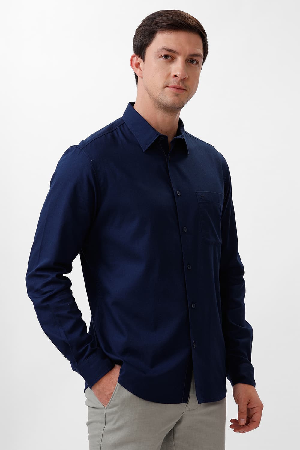 SLIM FIT COTTON CREPE SHIRT