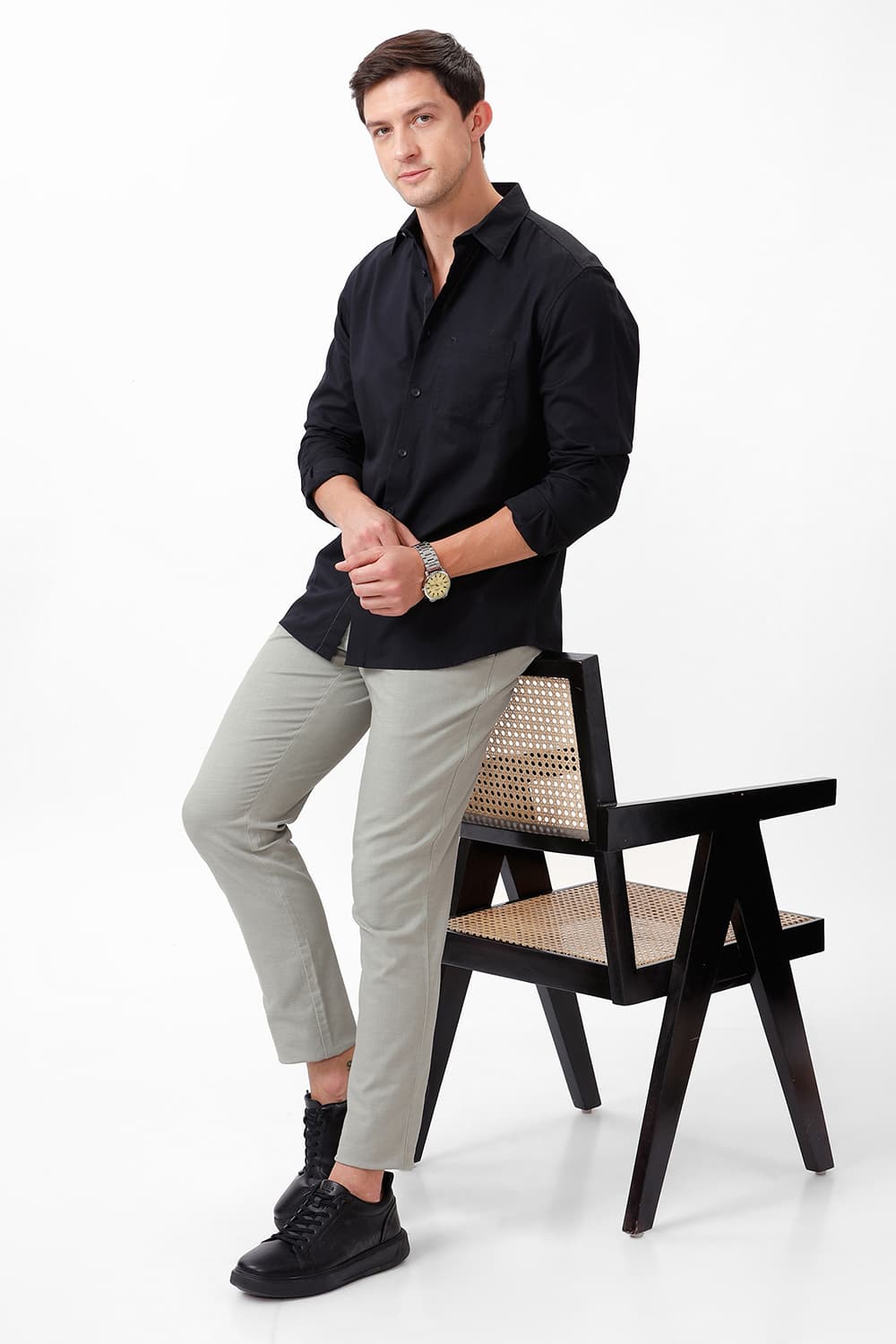 SLIM FIT COTTON CREPE SHIRT