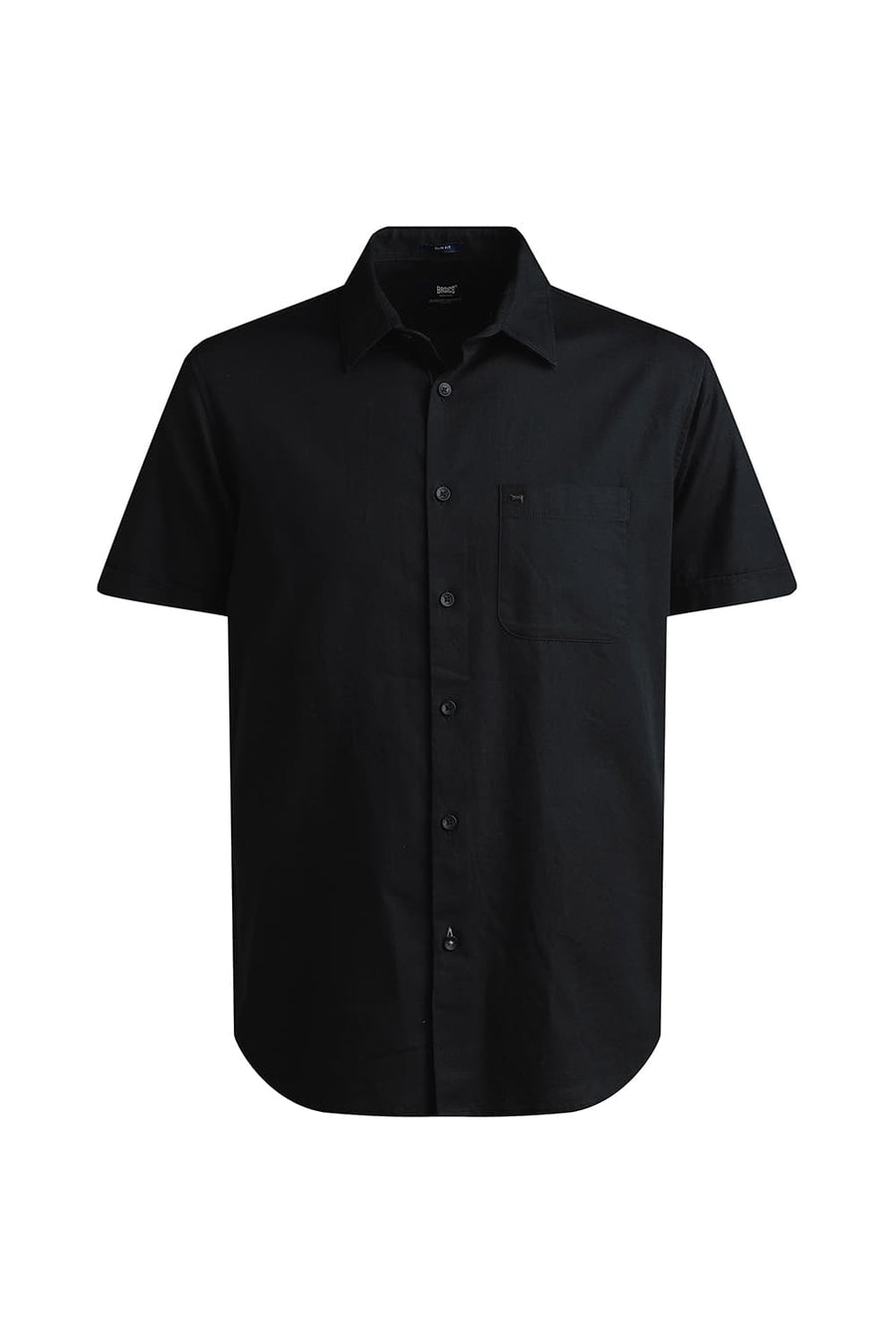 BASICS SLIM FIT PIRATE BLACK COTTON CREPE HALFSLEEVES SHIRT