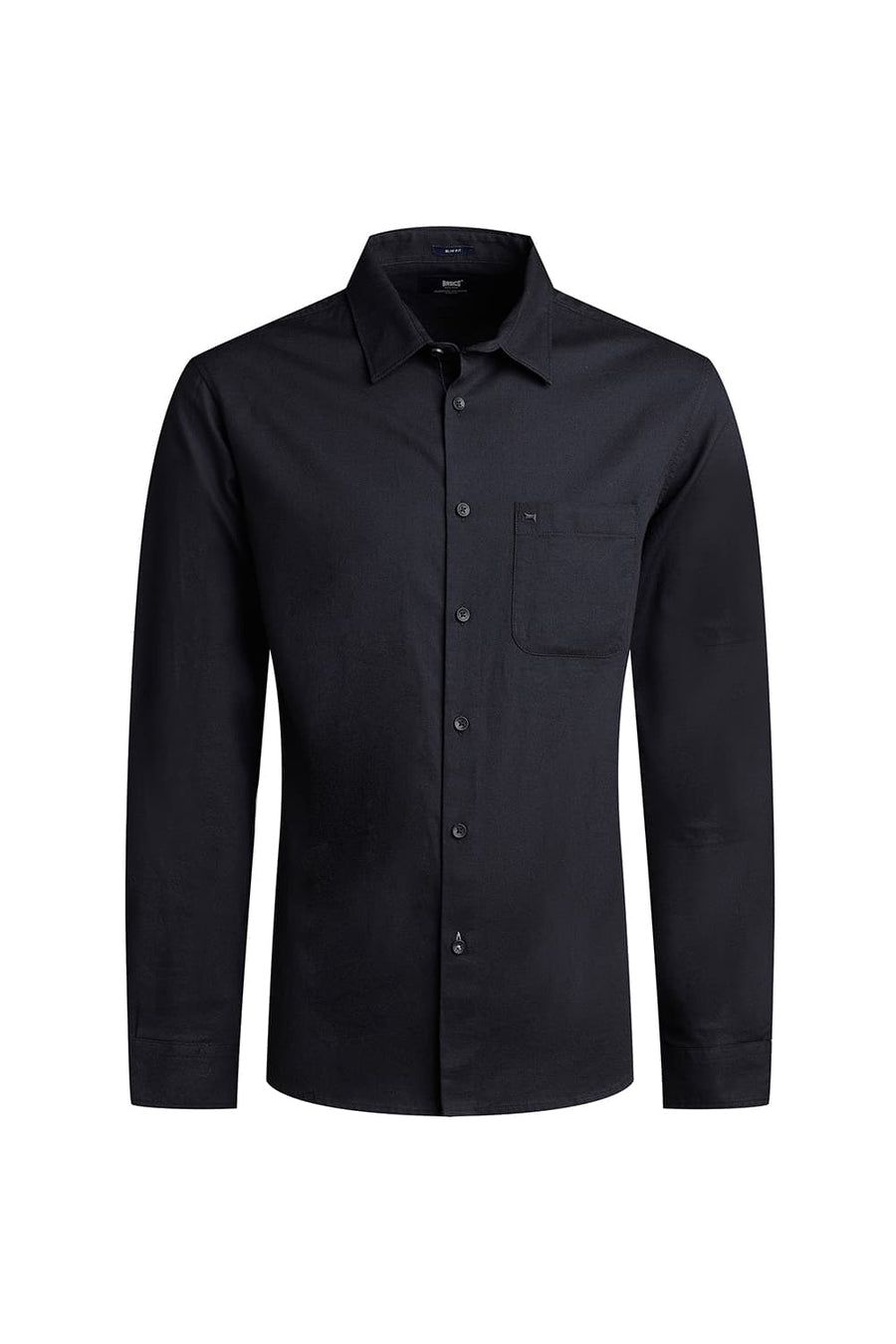 BASICS SLIM FIT PIRATE BLACK COTTON CREPE SHIRT