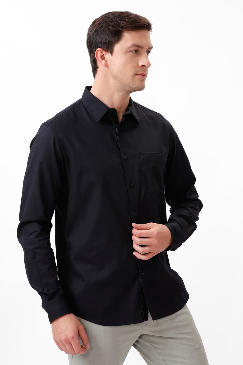 SLIM FIT COTTON CREPE SHIRT