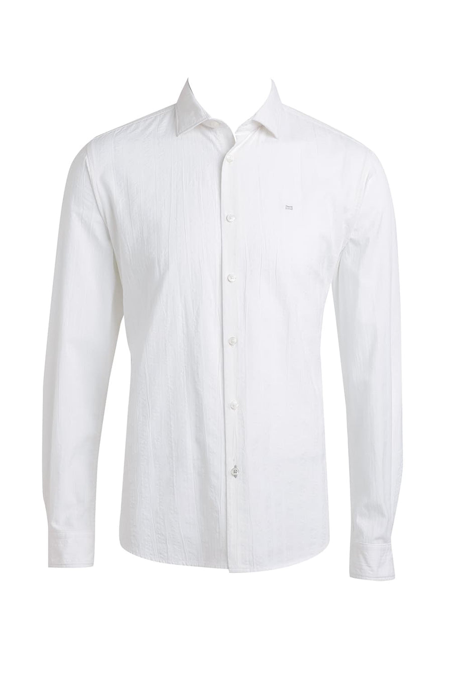 BASICS SLIM FIT WHITE CLOUD COTTON SEERSUCKER DOBBY SHIRT