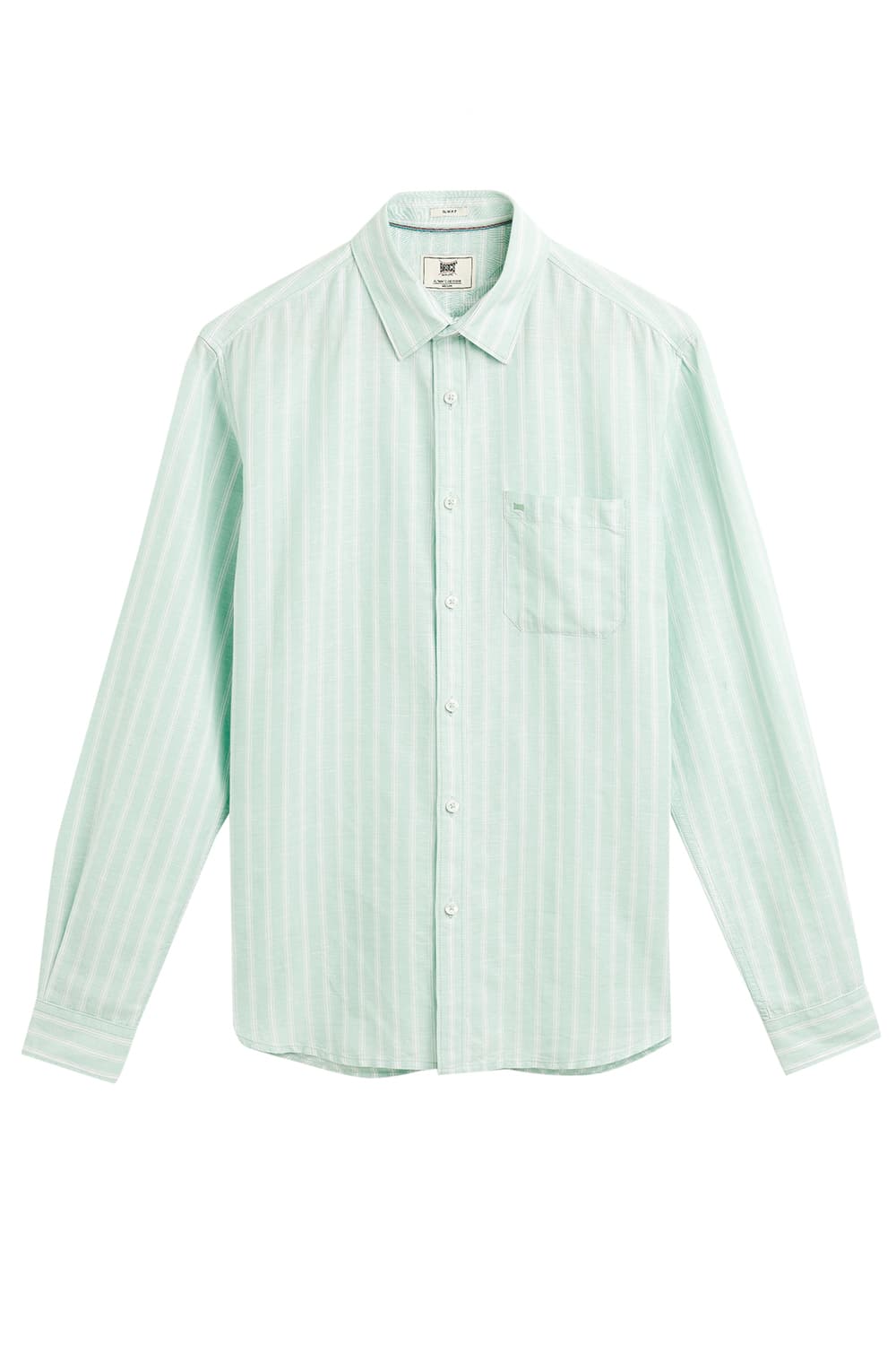 SLIM FIT COTTON LINEN STRIPE SHIRT