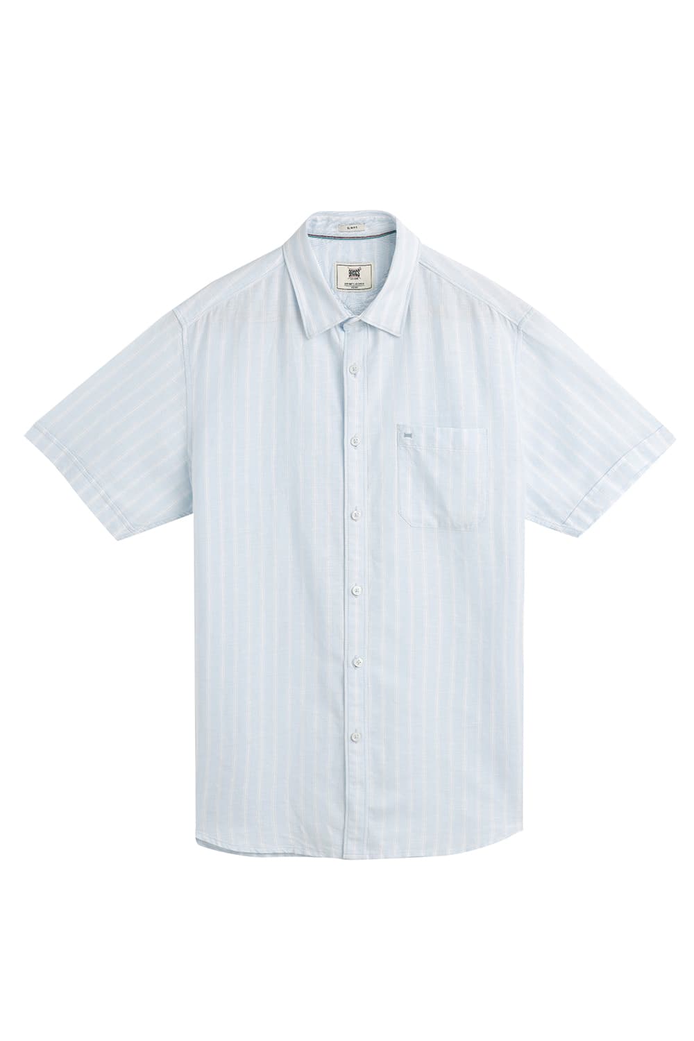 SLIM FIT COTTON LINEN STRIPE HALFSLEEVES SHIRT