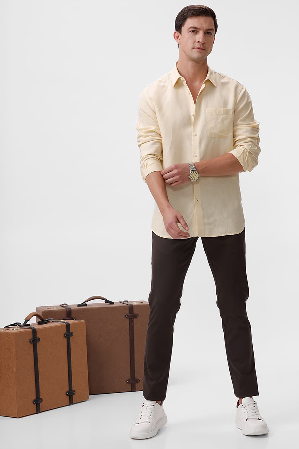 SLIM FIT VISCOSE LINEN SHIRT