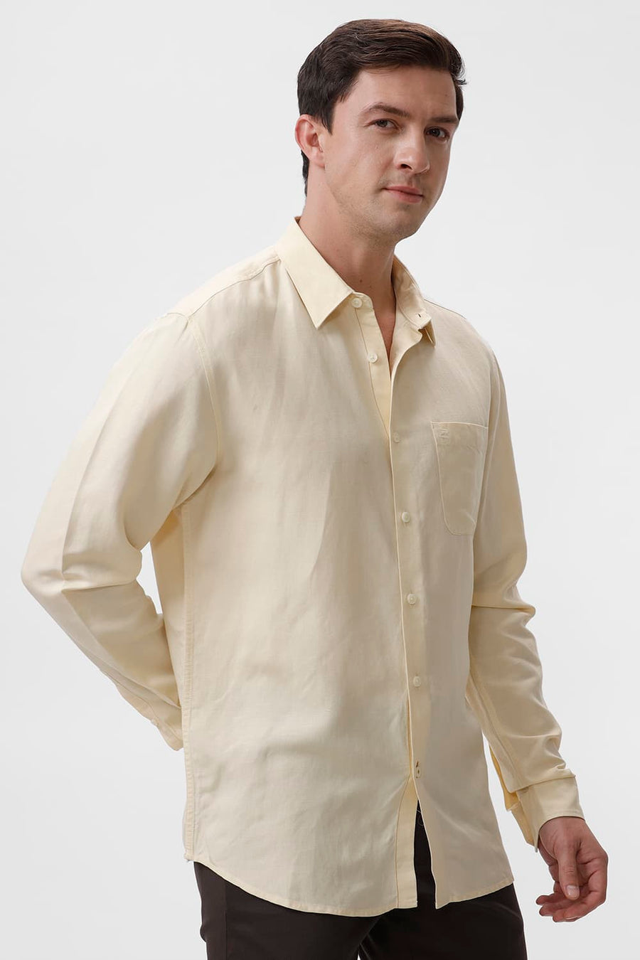 BASICS SLIM FIT ANISE FLOWER VISCOSE LINEN SHIRT