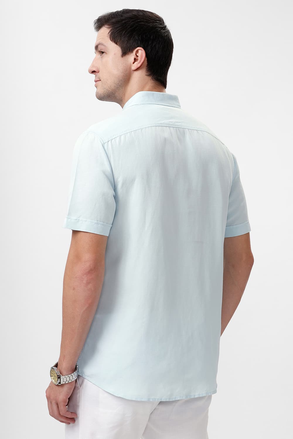 SLIM FIT VISCOSE LINEN HALFSLEEVES SHIRT