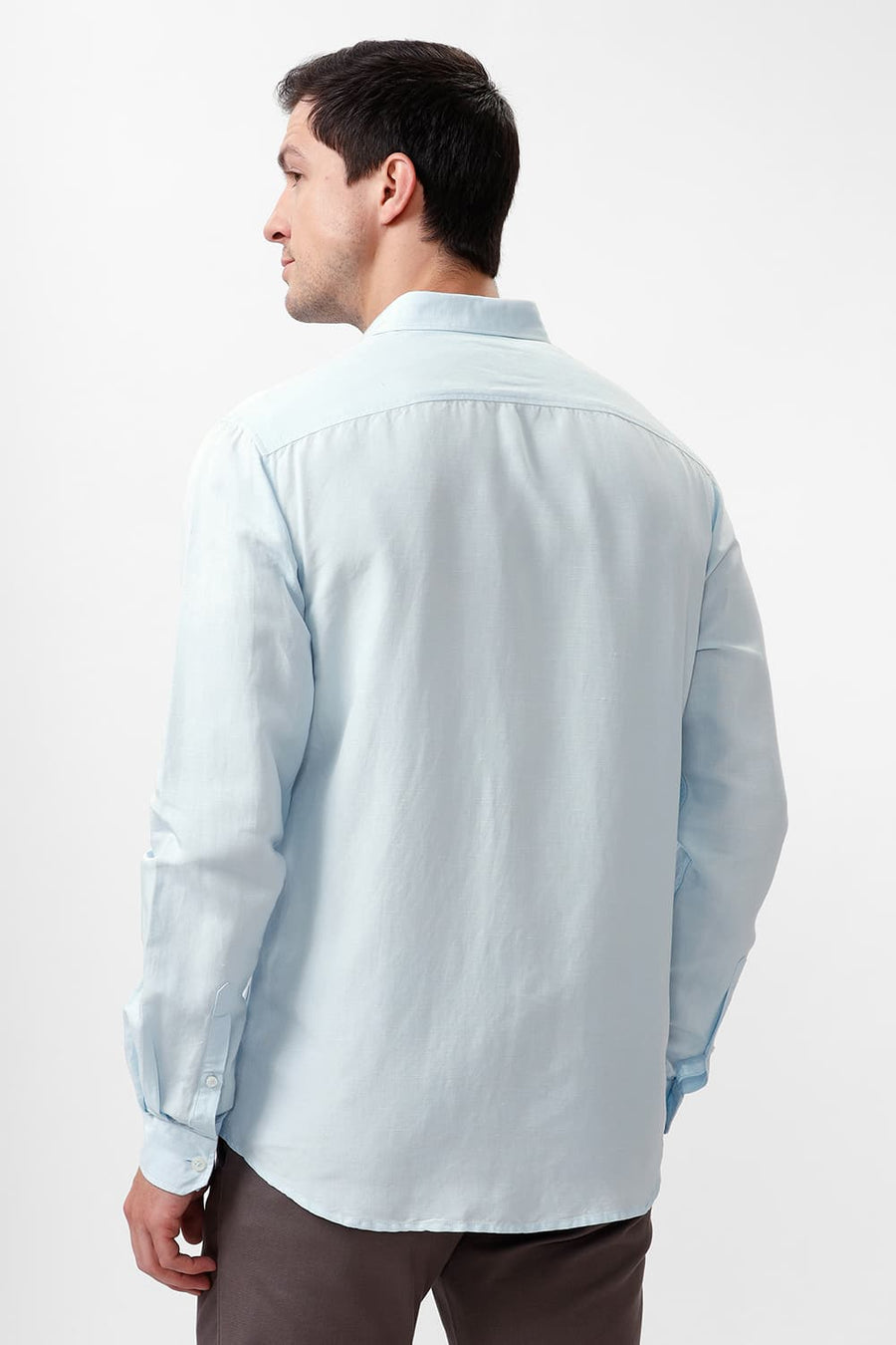 BASICS SLIM FIT STARLIGHT BLUE VISCOSE LINEN SHIRT