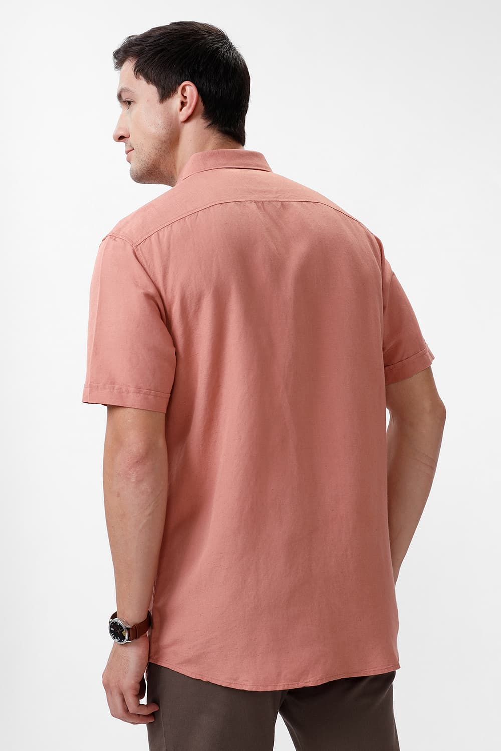 SLIM FIT VISCOSE LINEN HALFSLEEVES SHIRT