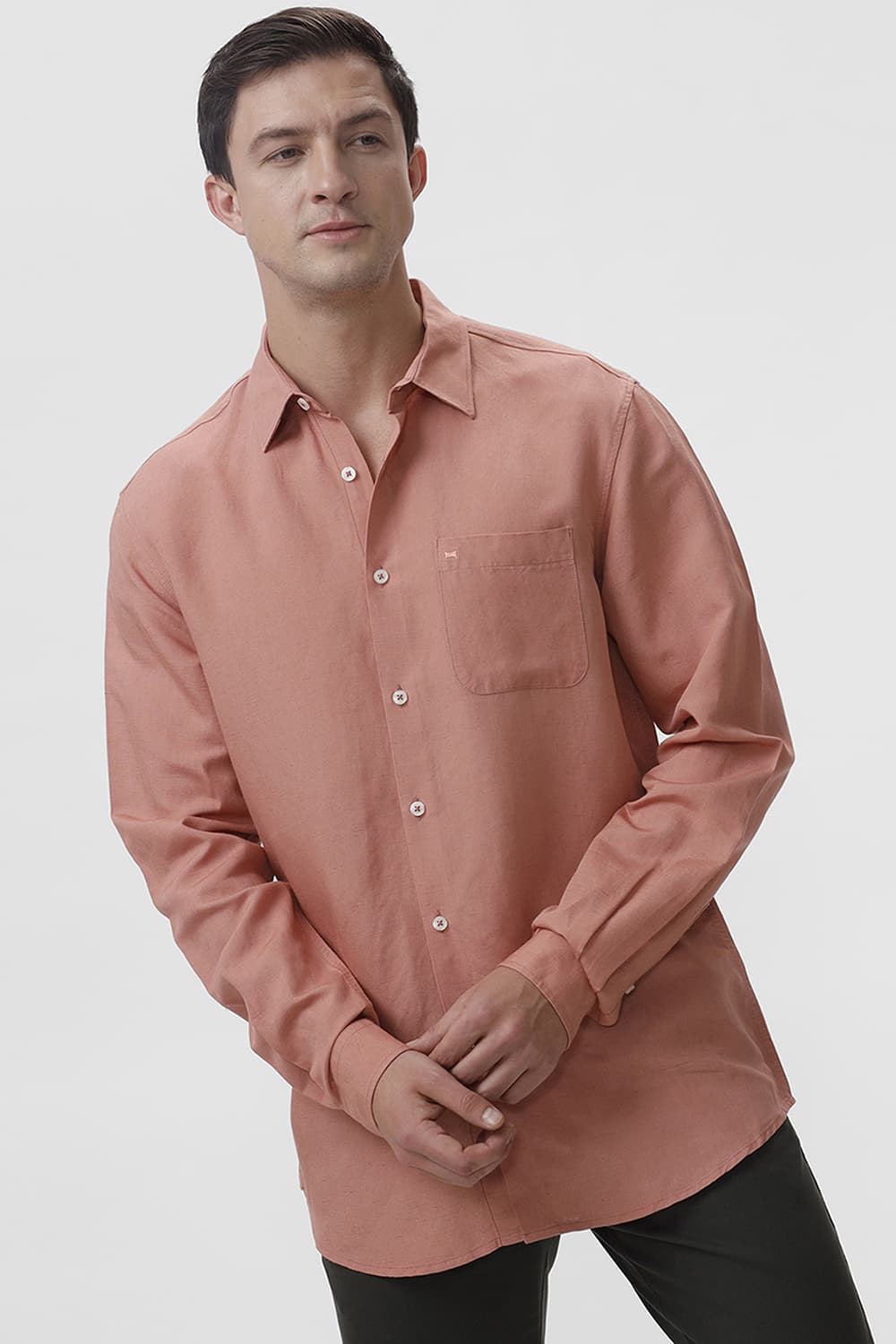 SLIM FIT VISCOSE LINEN SHIRT