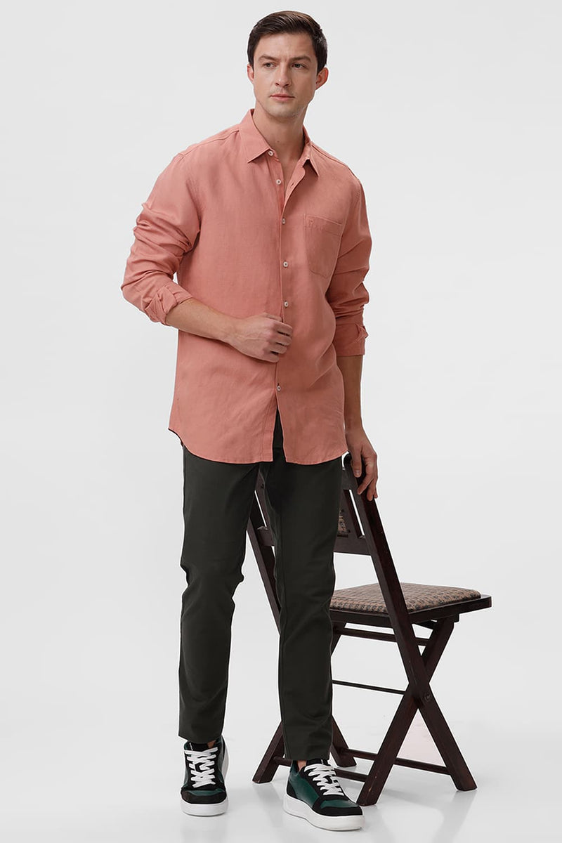 SLIM FIT VISCOSE LINEN SHIRT