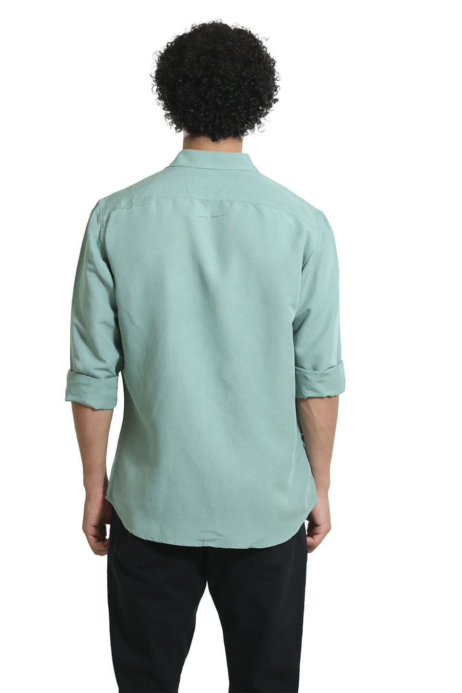 BASICS SLIM FIT GREEN BAY VISCOSE LINEN SHIRT