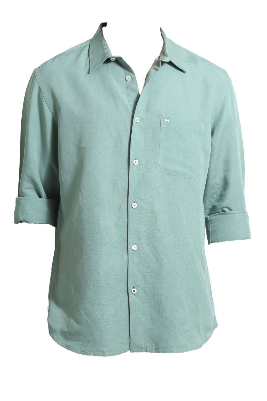 BASICS SLIM FIT GREEN BAY VISCOSE LINEN SHIRT