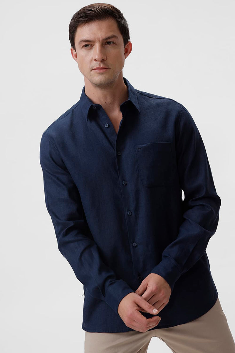SLIM FIT LINEN COTTON SHIRT