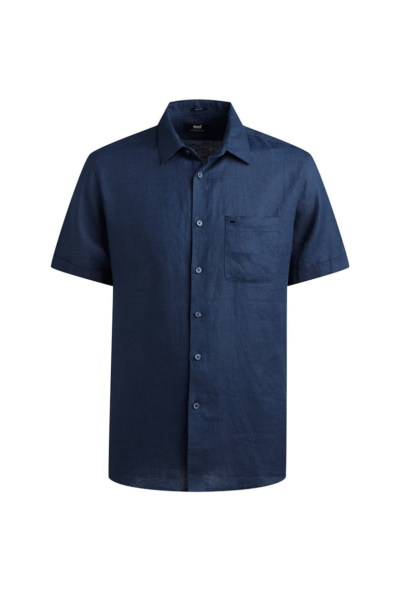 SLIM FIT LINEN COTTON HALFSLEEVES SHIRT