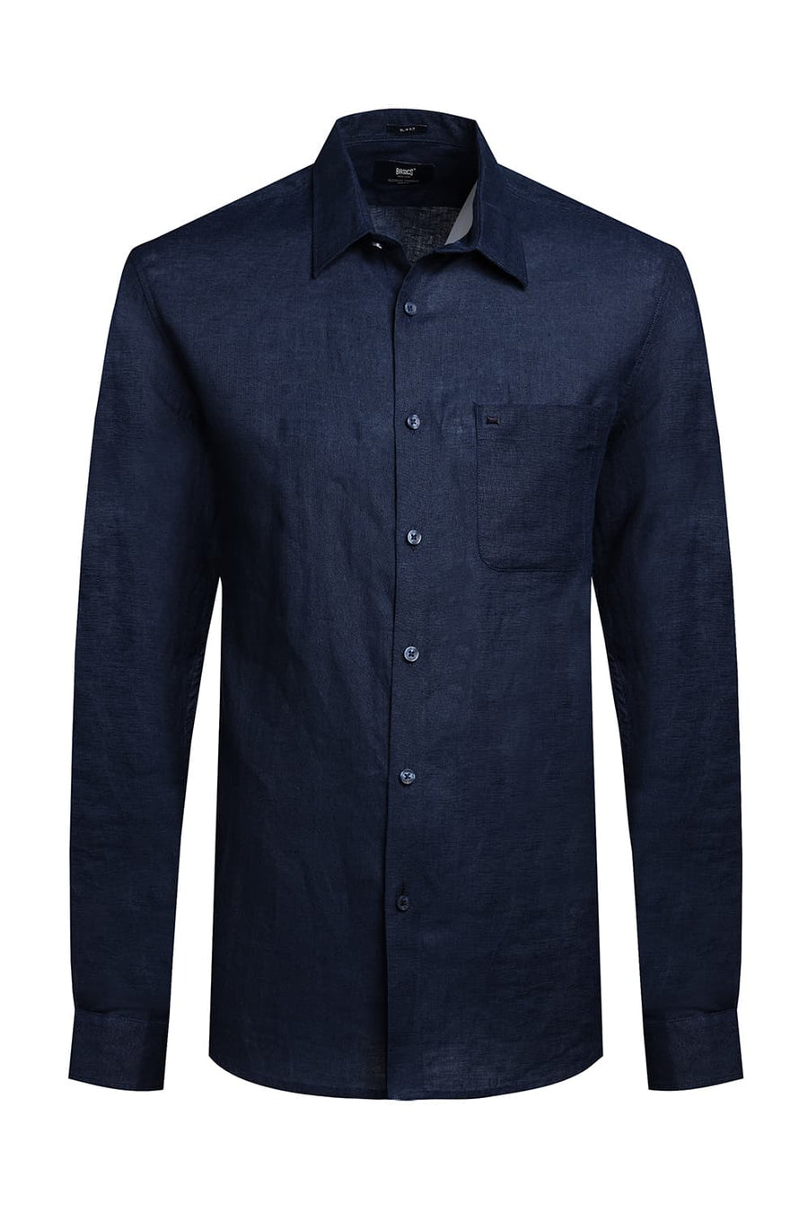 BASICS SLIM FIT INSIGNIA NAVY LINEN COTTON SHIRT