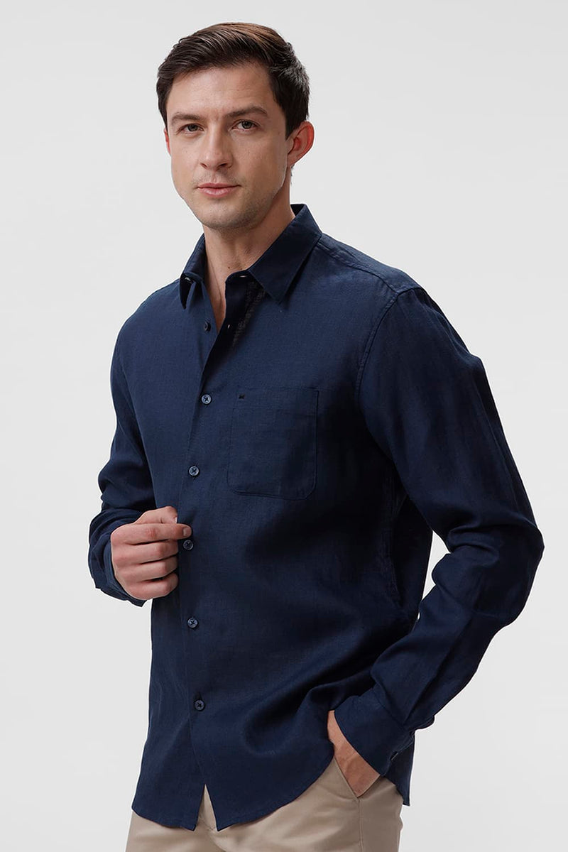 SLIM FIT LINEN COTTON SHIRT