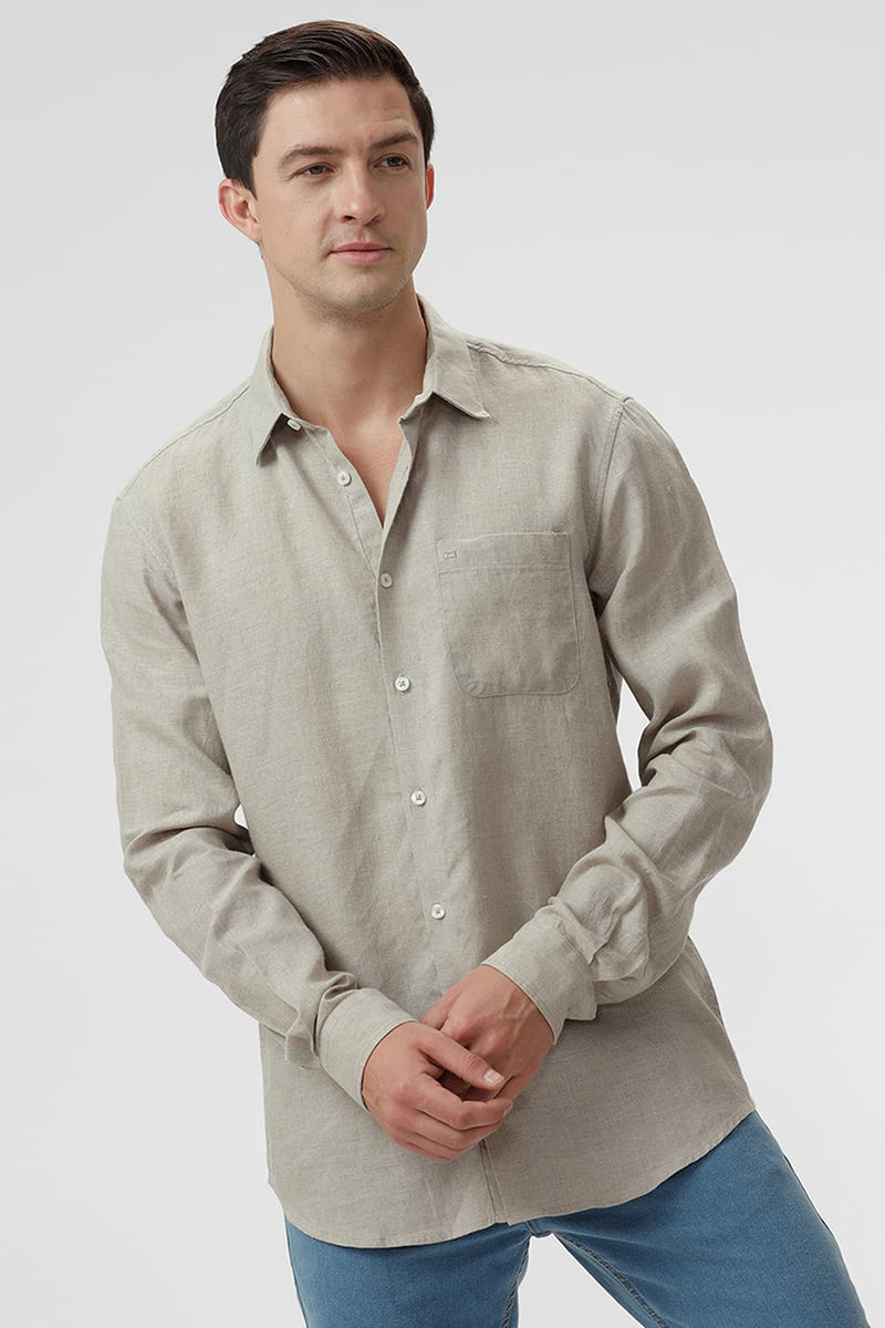 SLIM FIT LINEN COTTON SHIRT