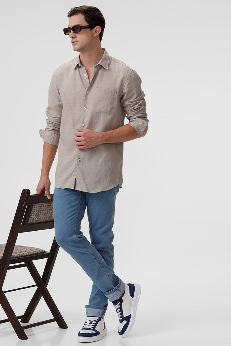 SLIM FIT LINEN COTTON SHIRT