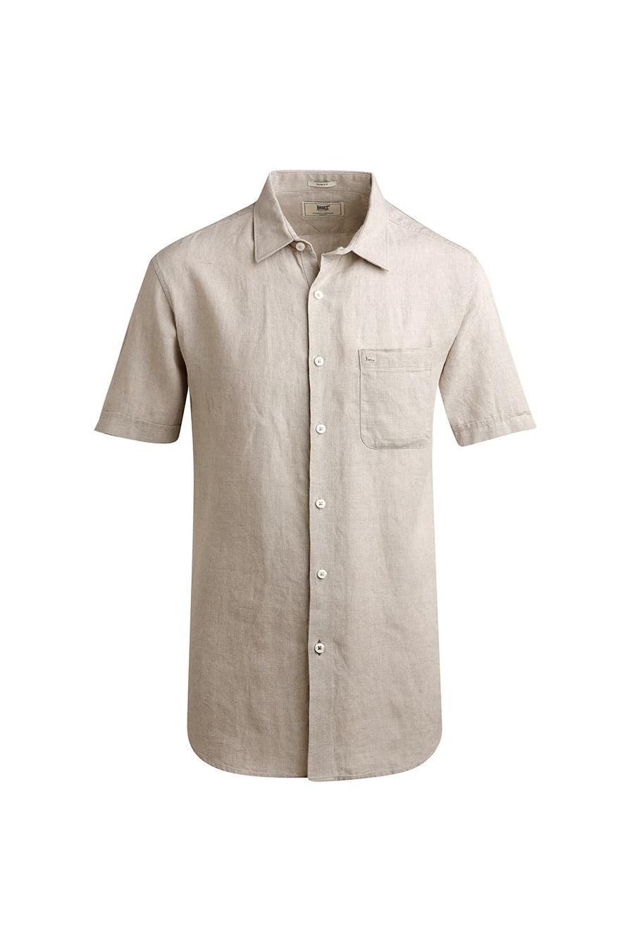 BASICS SLIM FIT NATURAL SAND LINEN COTTON HALFSLEEVES SHIRT