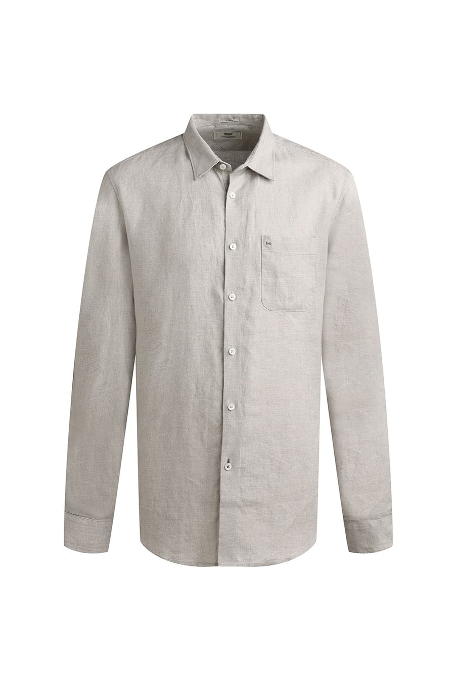 BASICS SLIM FIT NATURAL SAND LINEN COTTON SHIRT