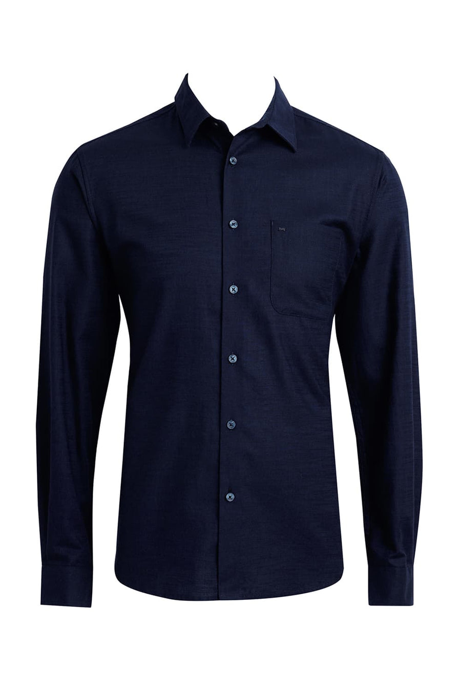 BASICS SLIM FIT NAVY NIGHTS COTTON SLUB TWILL SHIRT