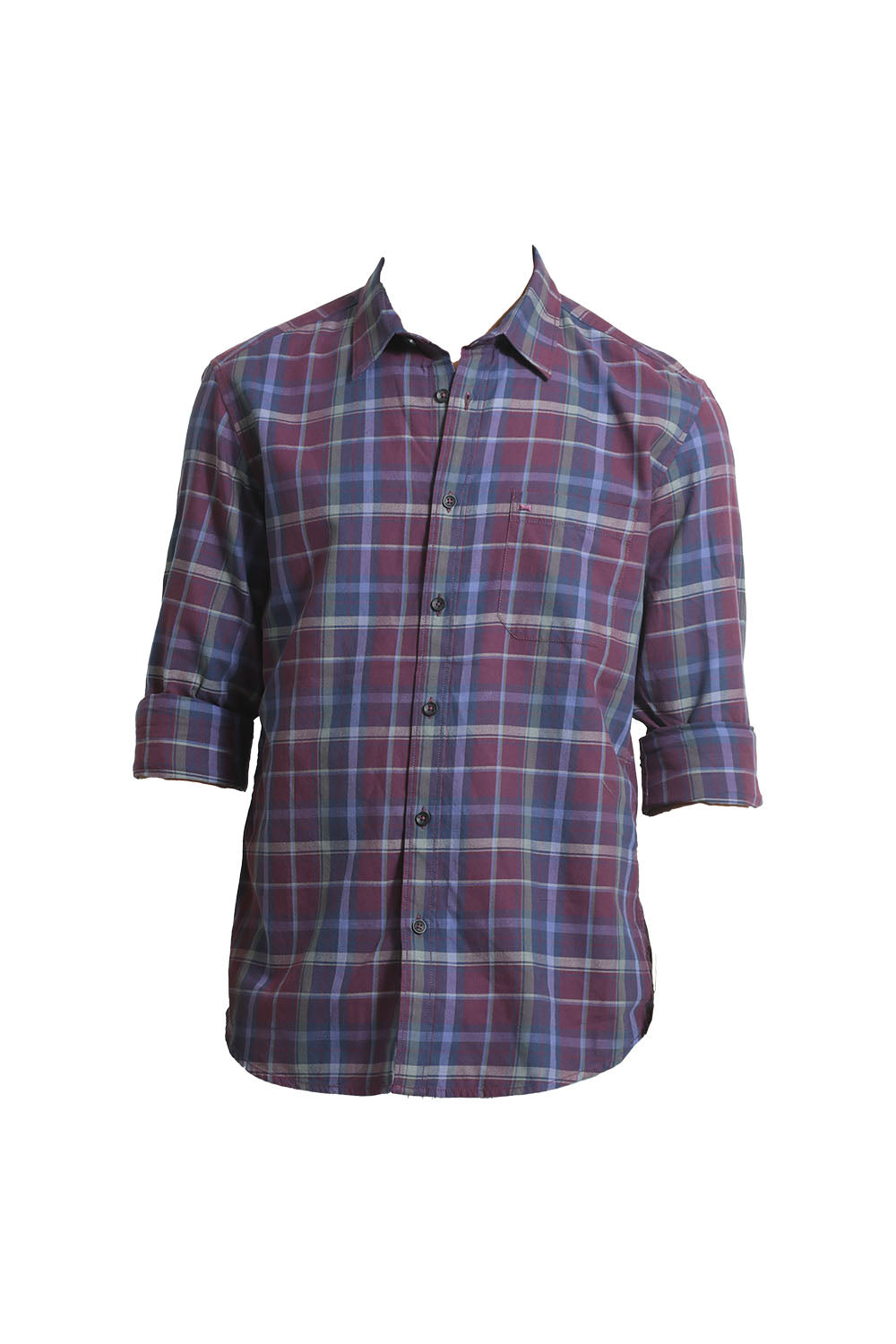 SLIM FIT COTTON TWILL CHECKS SHIRT