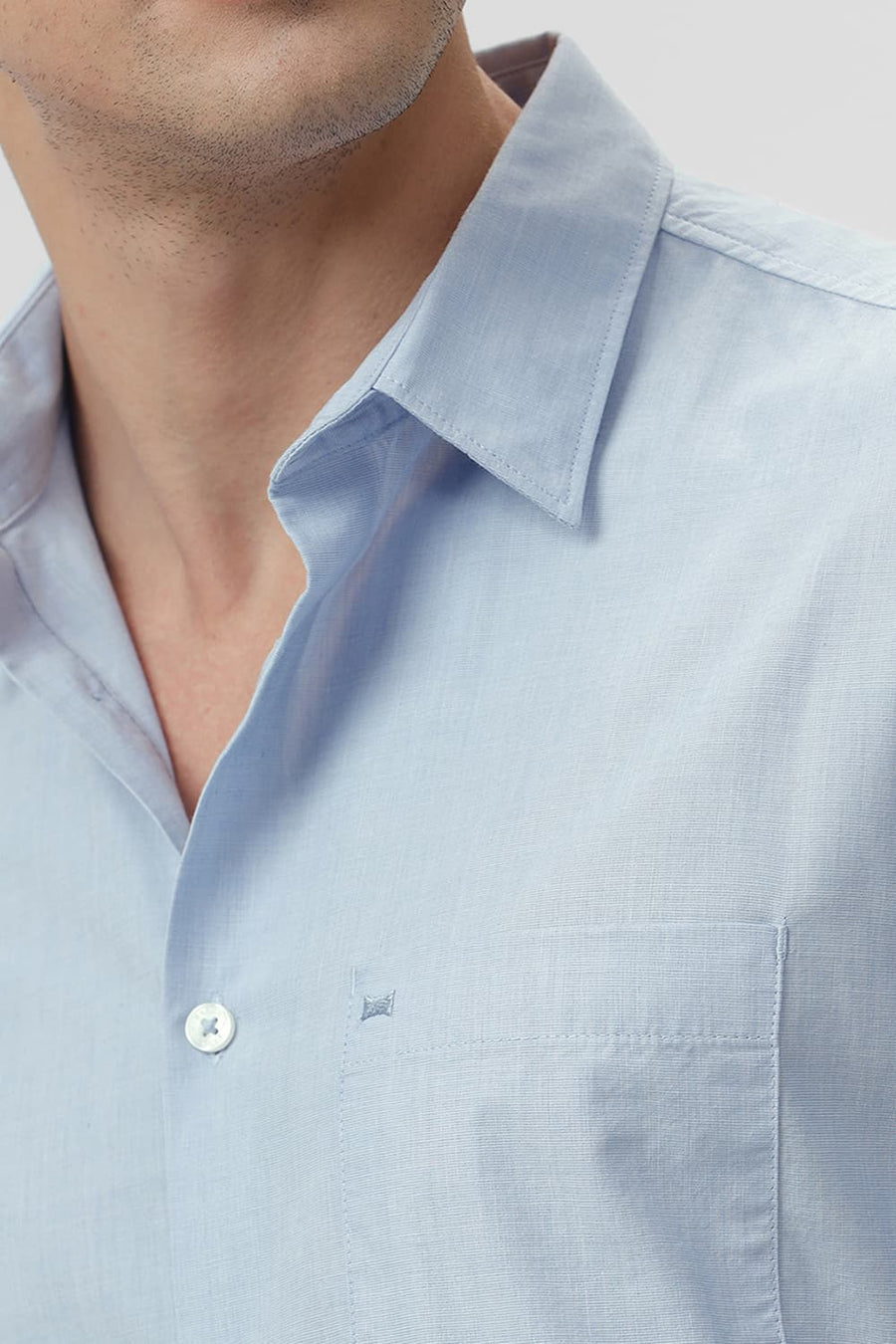 BASICS SLIM FIT HEATHER BLUE COTTON FIL-A-FIL SHIRT