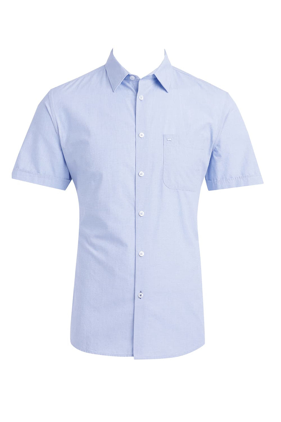 BASICS SLIM FIT HEATHER BLUE COTTON FIL-A-FIL HALFSLEEVES SHIRT